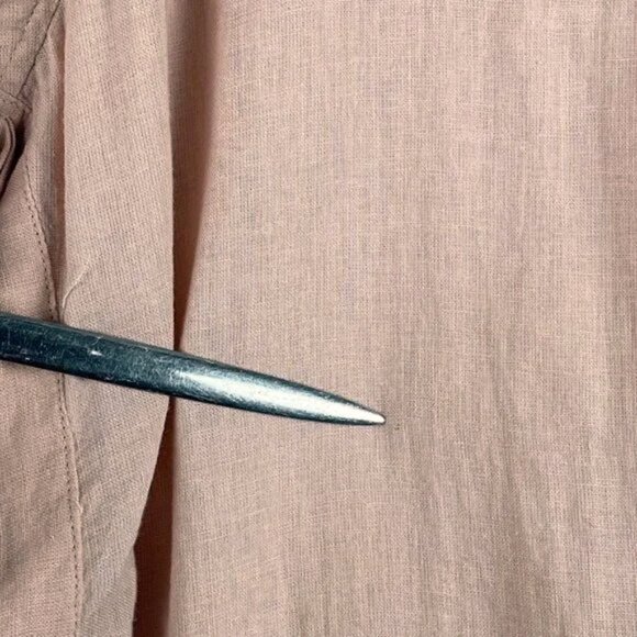 ZACHS Girlfriend Blouse Womens XL‎ Linen Blend Peach Dot Button Down Top - Picture 2 of 10